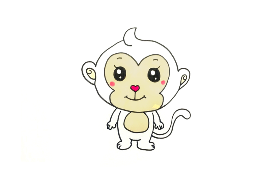可爱金丝猴简笔画画法步骤-图5