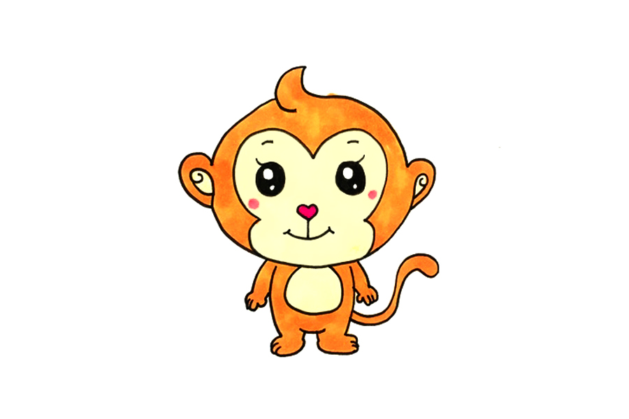 可爱金丝猴简笔画画法步骤