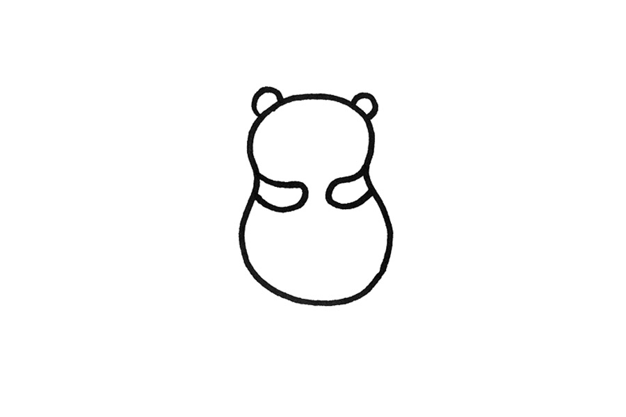 超简单的爱心大熊猫画法步骤-图2