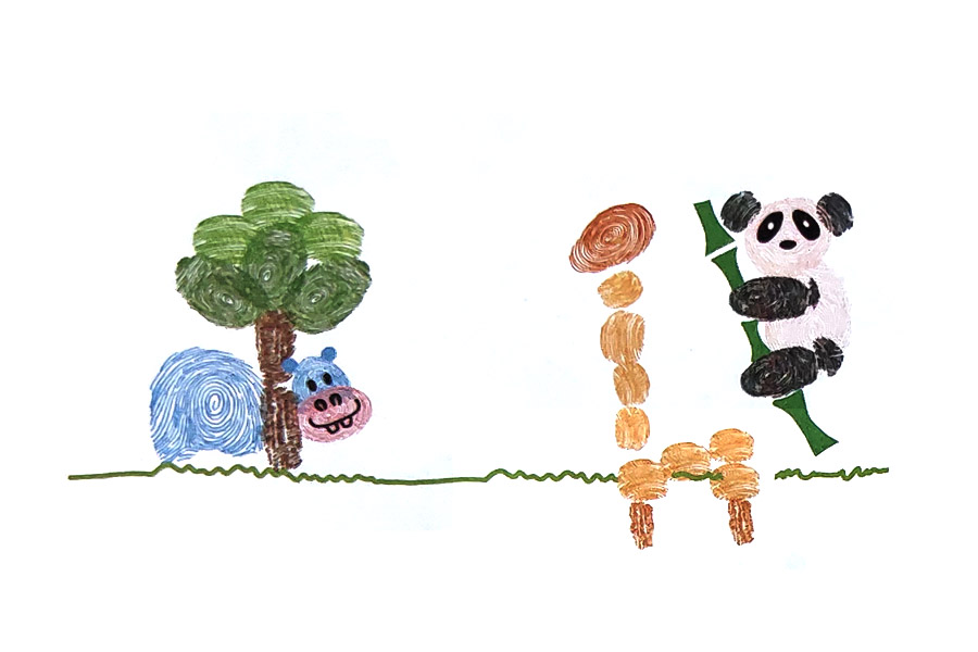 步骤5：印出长颈鹿的轮廓，注意摆放的位置和大小。