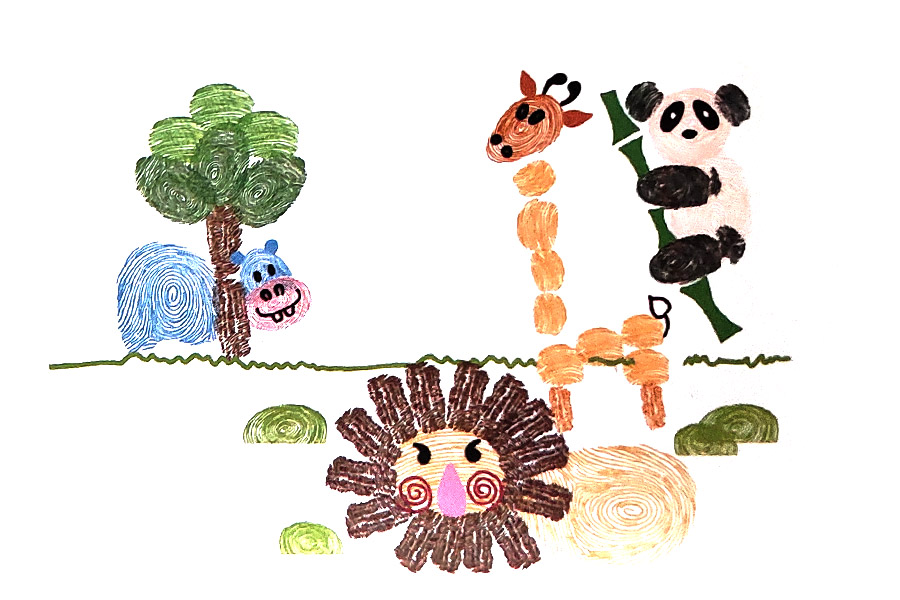 动物园指印画画法步骤