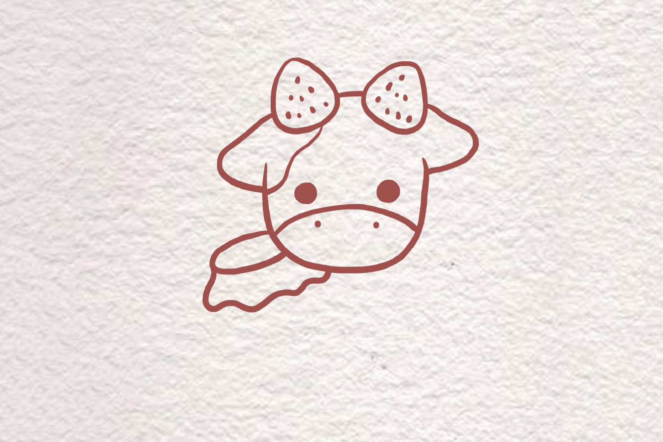 可爱草莓牛奶和小奶牛简笔画画法步骤-图3