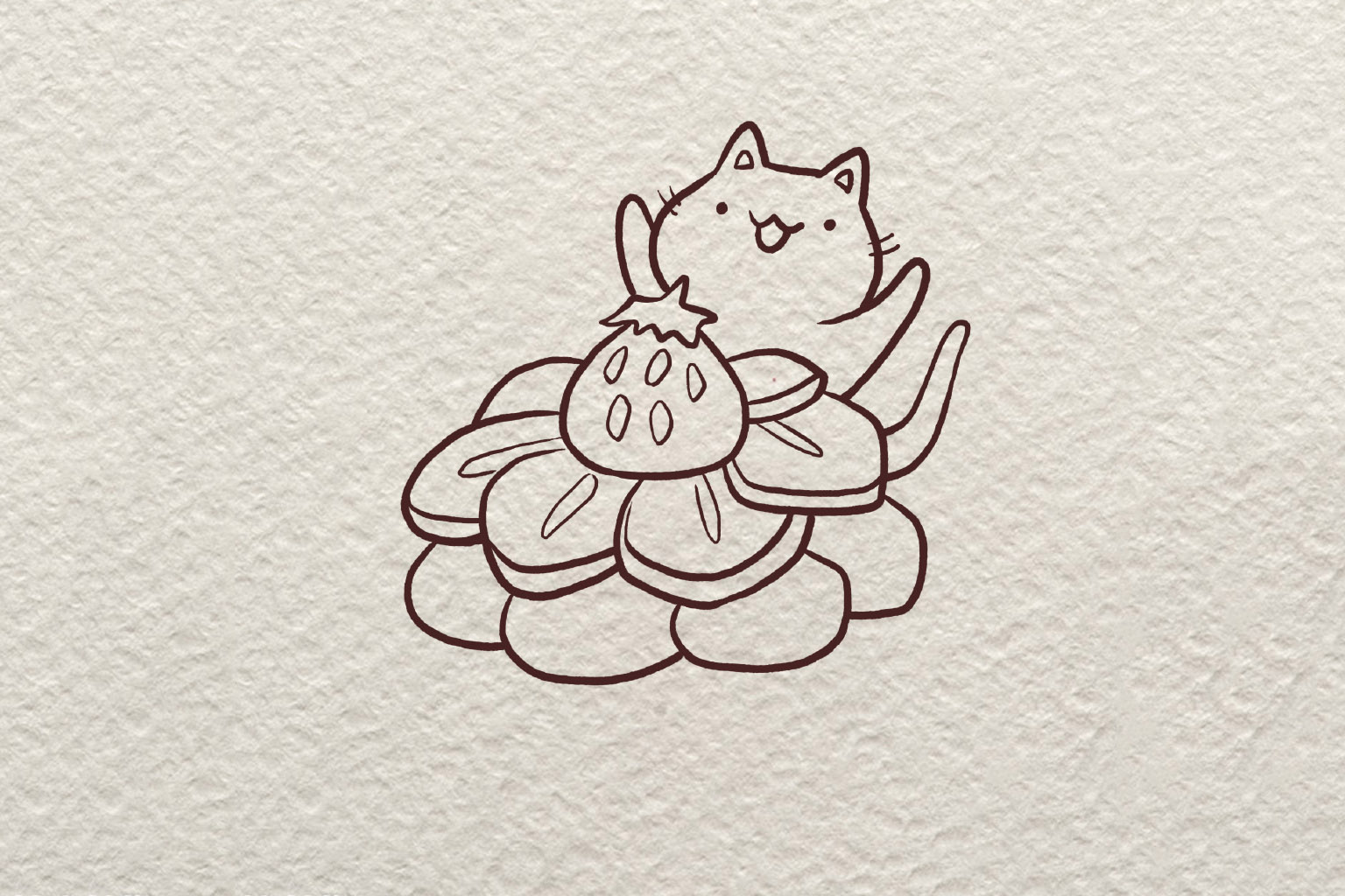 吃蛋糕开心的小猫简笔画画法步骤-图4