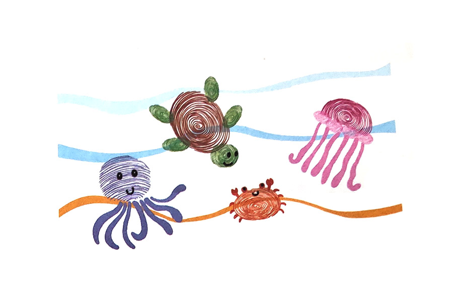 步骤6：画出海龟的眼睛和嘴巴。