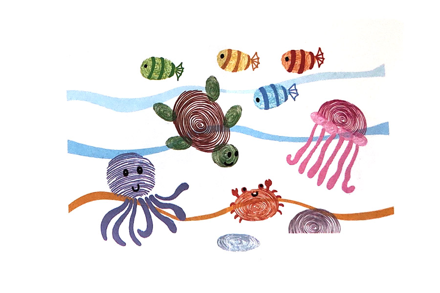 海底世界手指画画法步骤