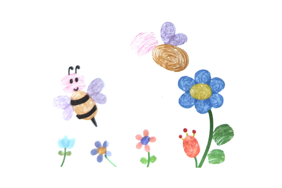 步骤7：用同样的方法再印一只蜜蜂。