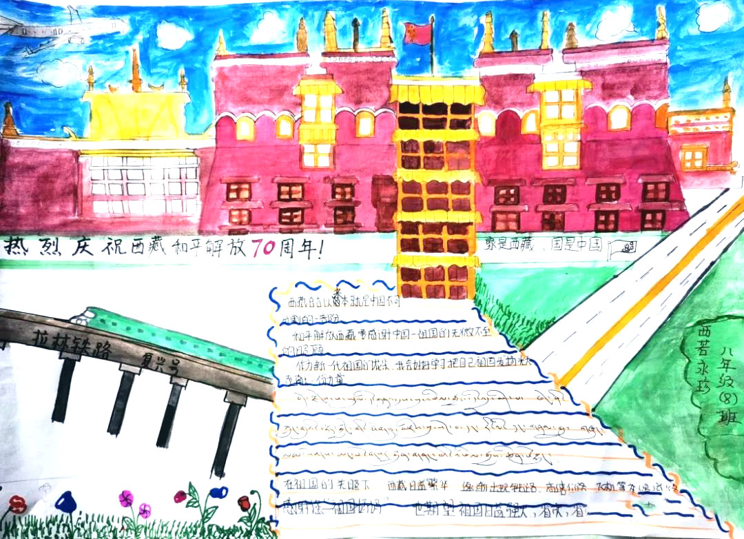 西藏和平解放70周年手抄报绘画-图4