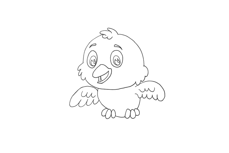 可爱的卡通小鸟怎么画-图3