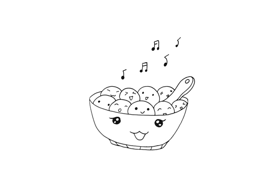 可爱汤圆简笔画画法步骤-图3