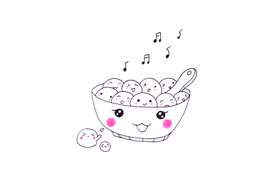 可爱汤圆简笔画画法步骤-图4