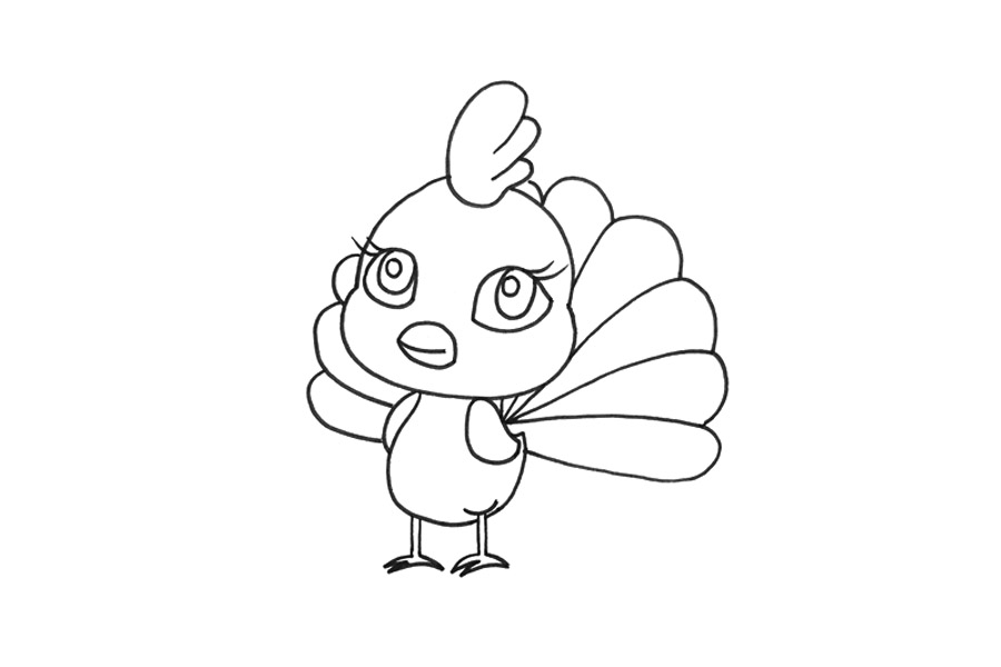 Q版可爱孔雀怎么画-图2