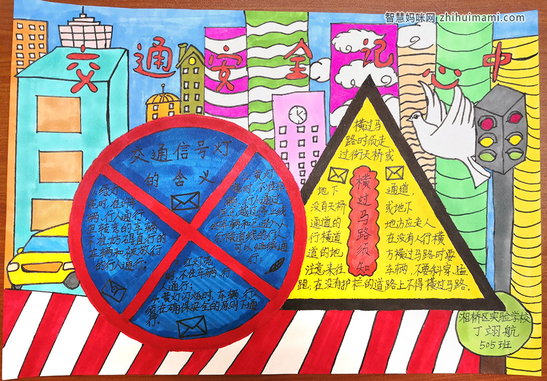 文明交通手抄报画画图片-图1