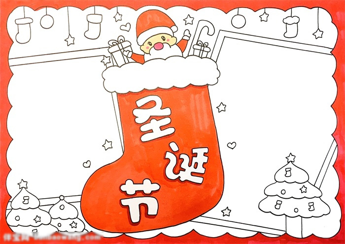 圣诞节为主题的手抄报这样画好看-图4