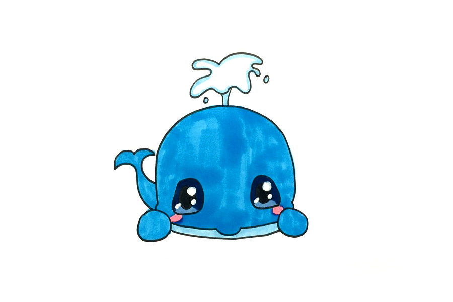 可爱蓝鲸怎么画