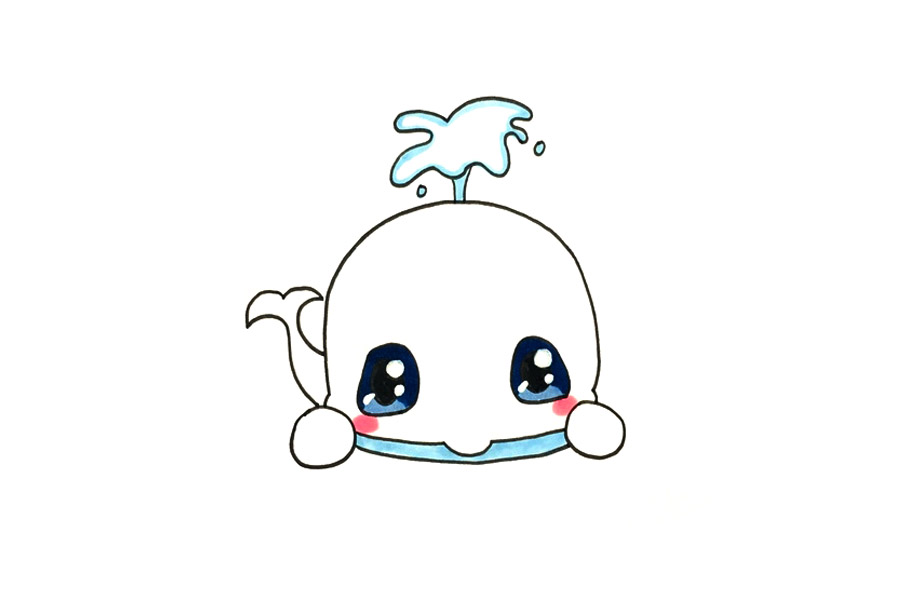 可爱蓝鲸怎么画-图4