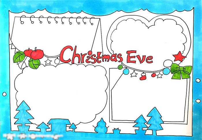 英文简洁版圣诞节手抄报的画法-图4