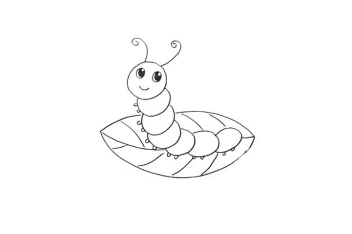 叶子上的毛毛虫怎么画-图2