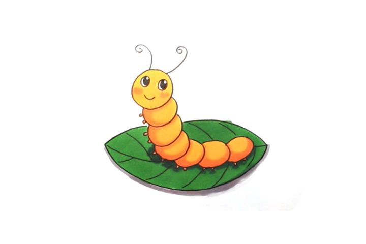 叶子上的毛毛虫怎么画