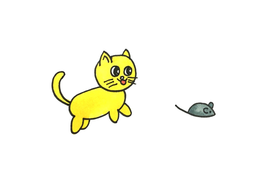 猫爪老鼠怎么画