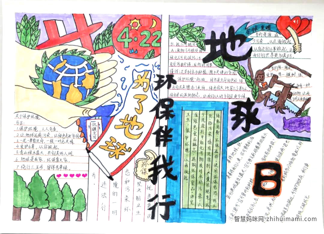 步骤3：地球日手抄报