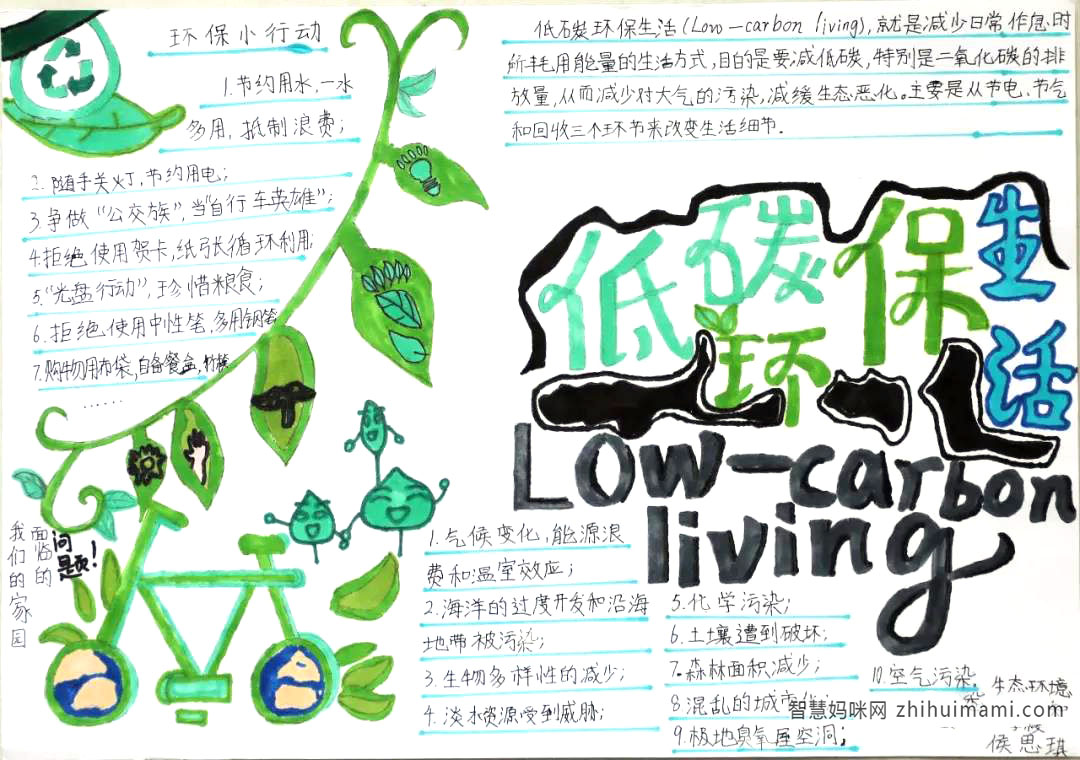 步骤6：低碳环保生活手抄报