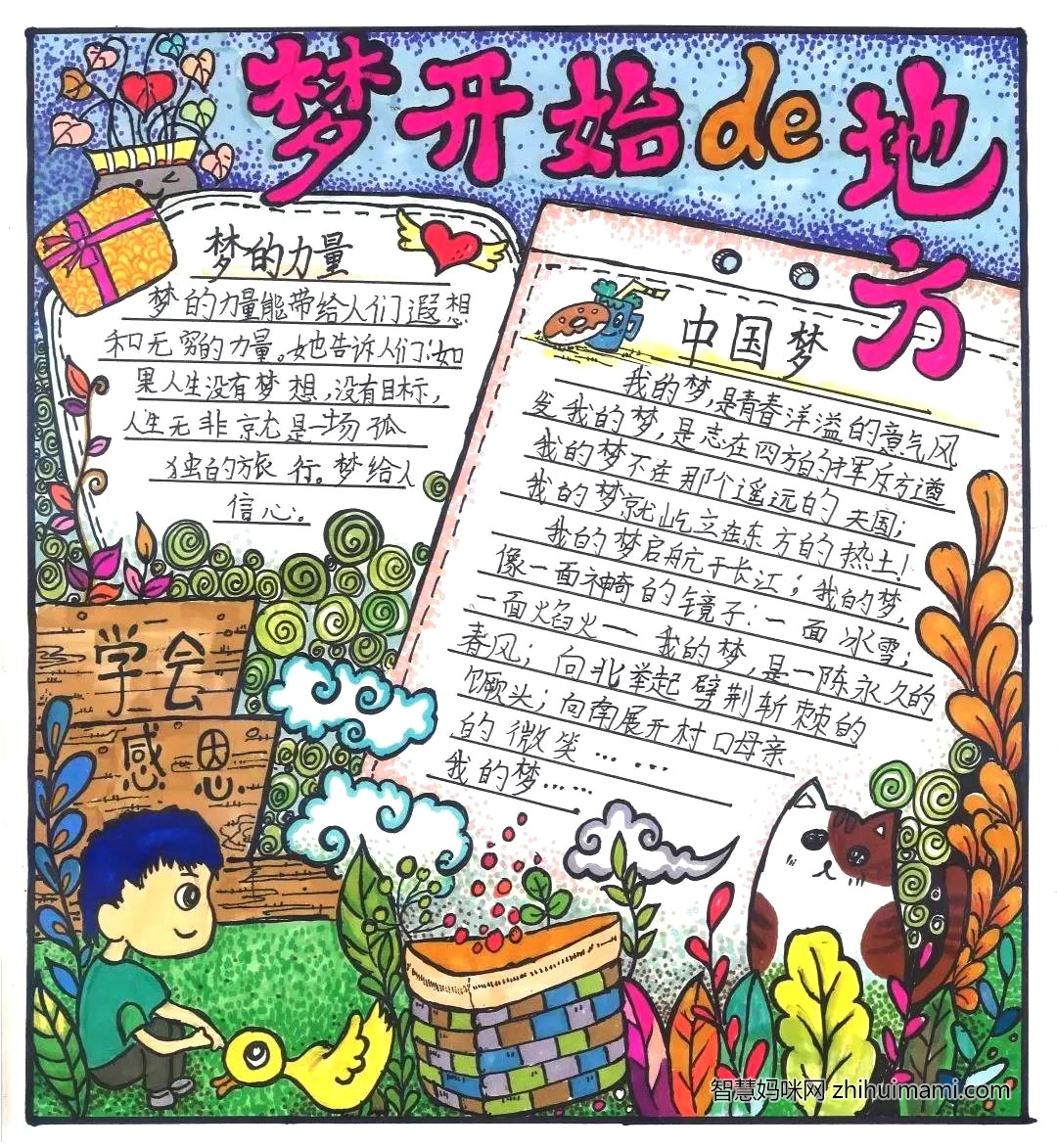 步骤1：梦想开始的地方主题手抄报