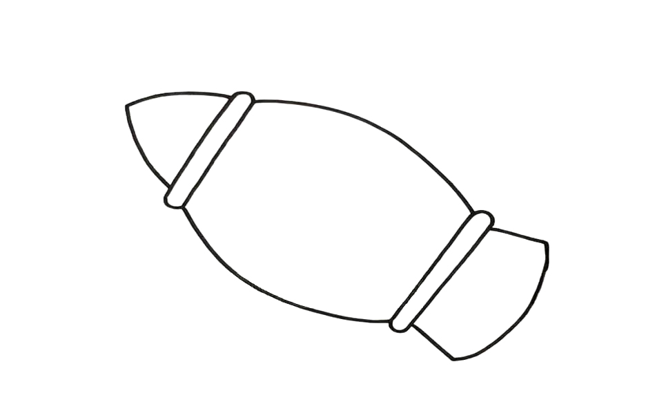步骤1：在这幅画当中，我们先画出火箭的轮廓 火箭一定要画的大一点