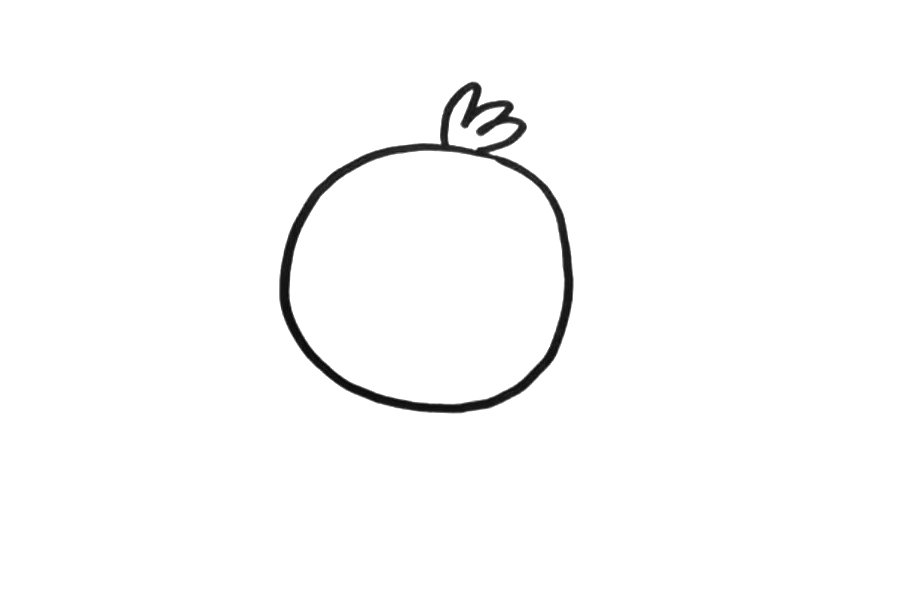 步骤2：再画小鸡头顶的羽毛。