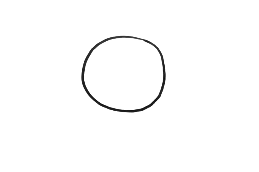 步骤1：画小鸡圆圆的脑袋。