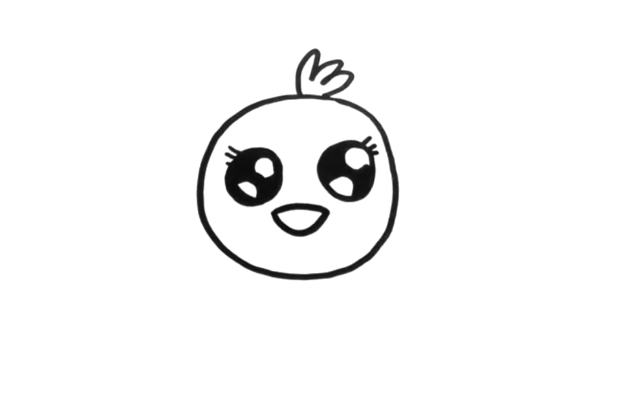 步骤3：可爱的眼睛和嘴巴。