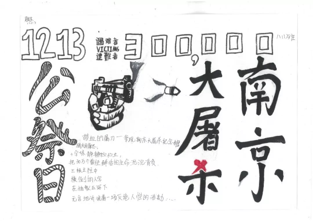 纪念南京大屠杀84周年手抄报绘画-图6