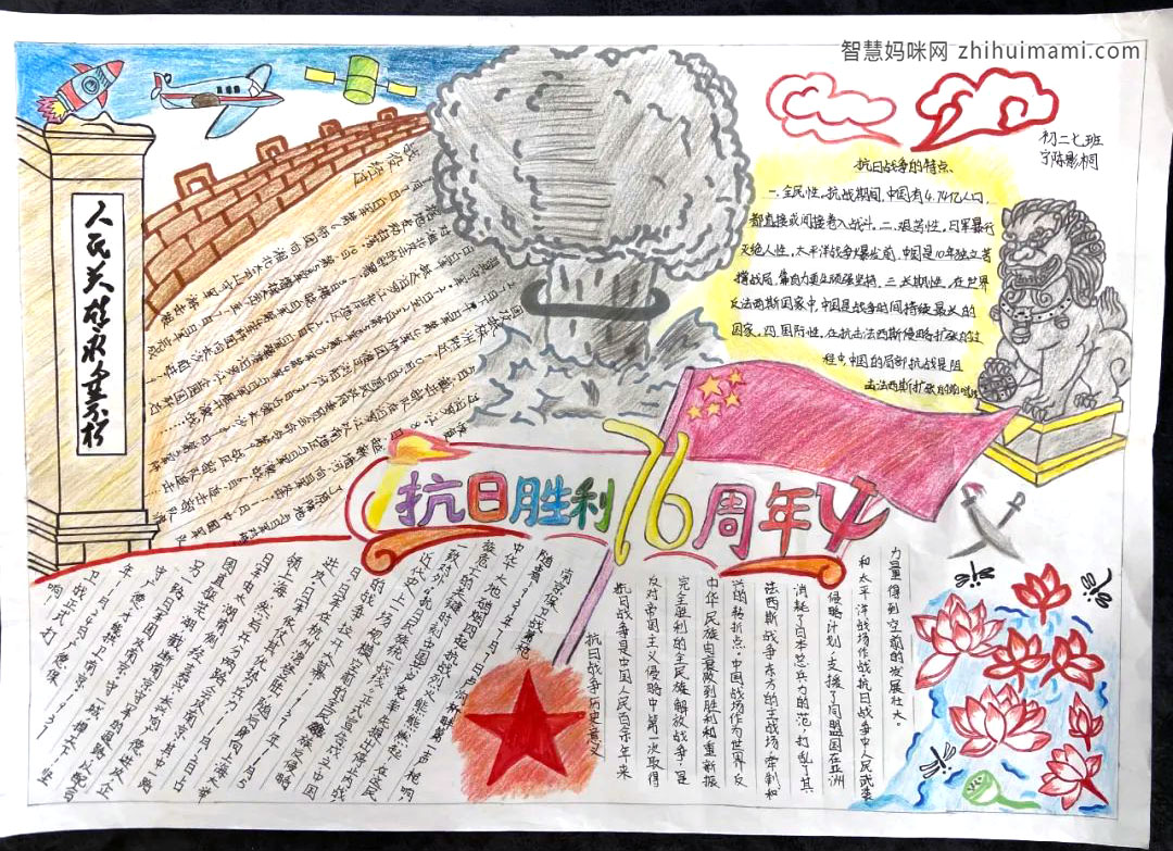 勿忘国耻强国有我主题手抄报绘画-图2