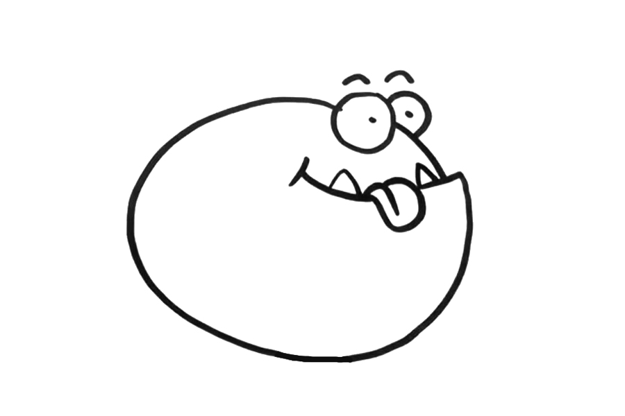 步骤4：画小鱼的牙齿