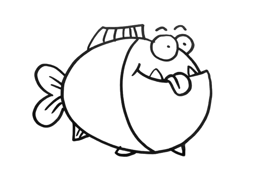 步骤5：画尾巴和鱼鳍