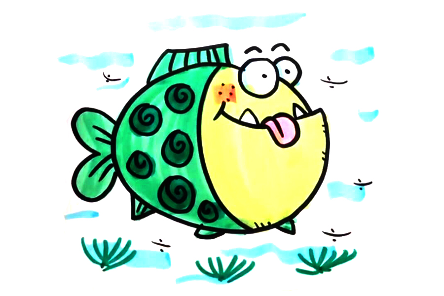 一步一步学画卡通小鱼