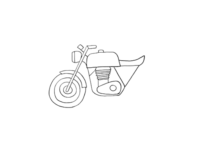 摩托车简笔画画法步骤-图2