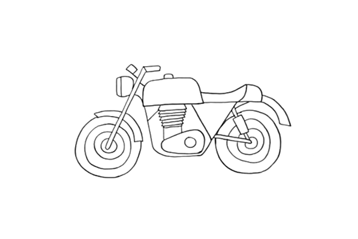 摩托车简笔画画法步骤-图3