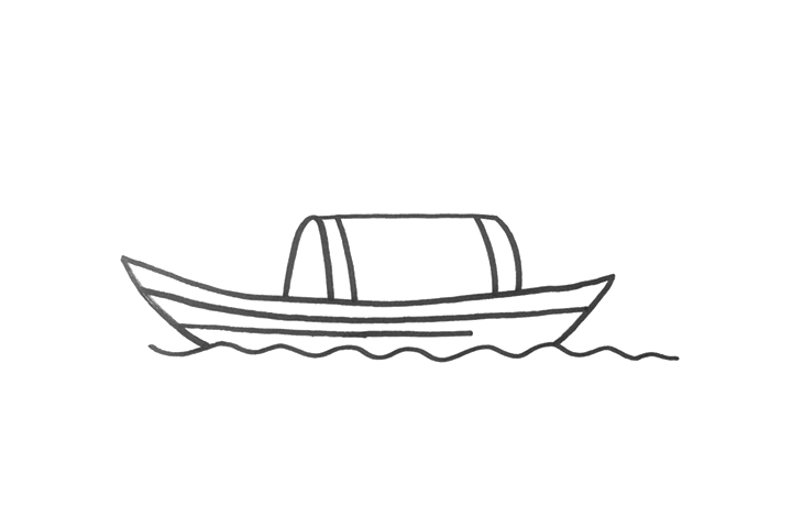 简单的木船简笔画画法步骤-图3