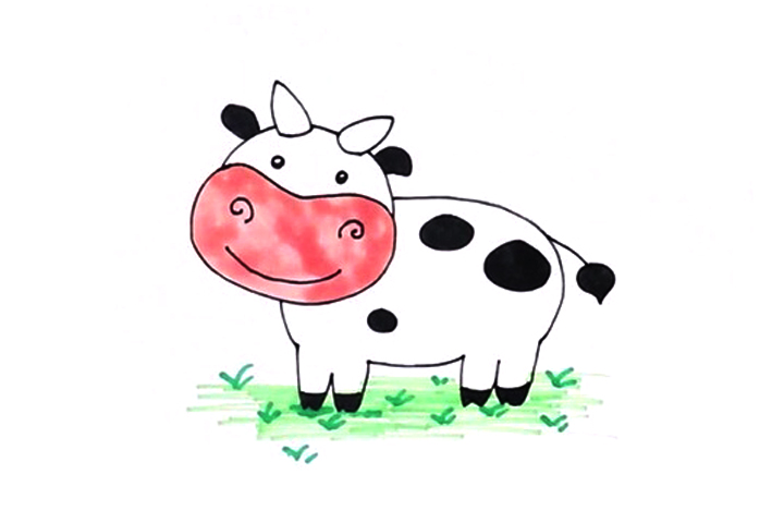 一步一步学画奶牛简笔画