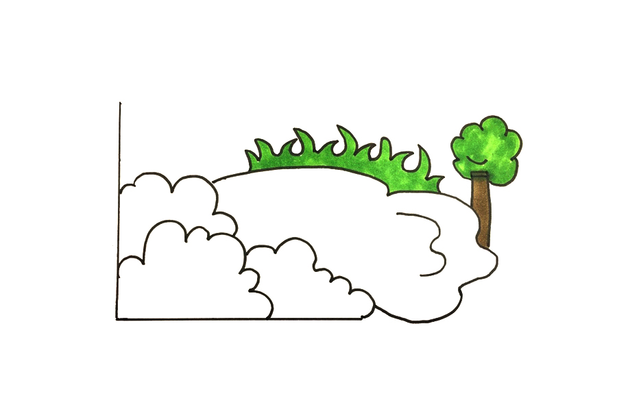 泥坑风景简笔画画法-图4