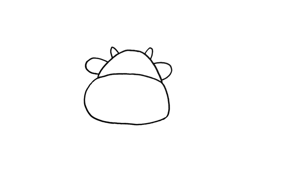 小奶牛和小羊简笔画画法步骤-图1