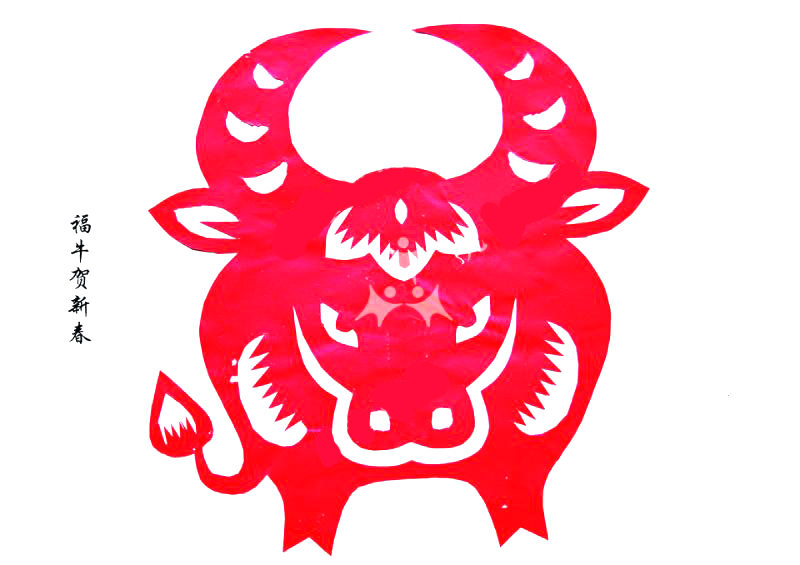 福牛贺新春 儿童剪纸作品