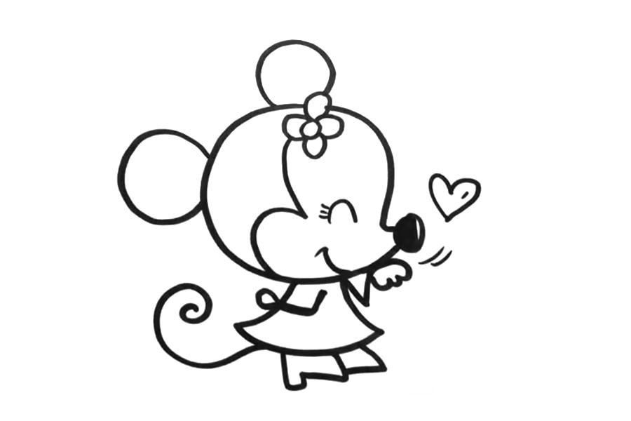 步骤5：画米老鼠妹妹的手和脚