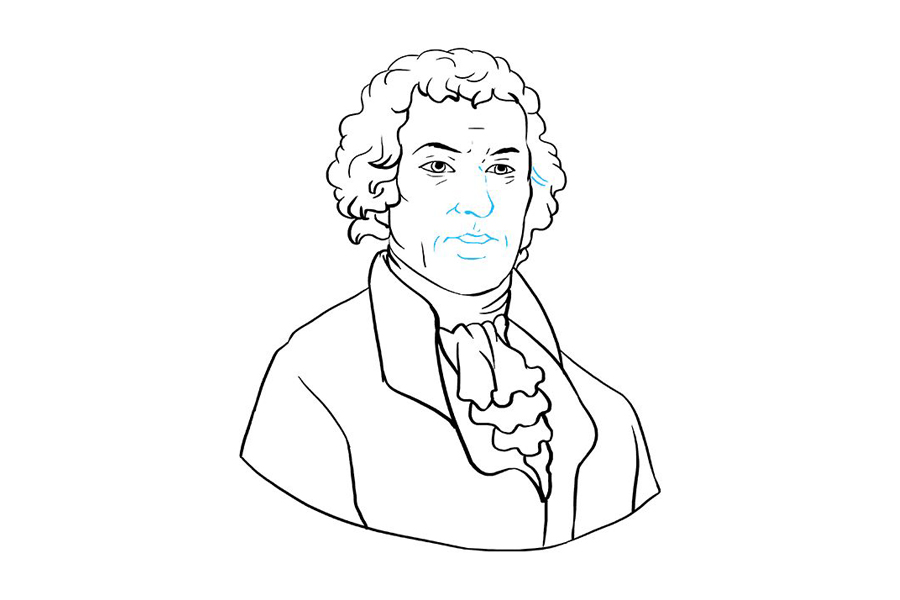 如何画美国第三人总统托马斯·杰斐逊-图9