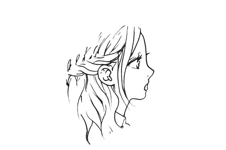 动漫风女孩侧脸简笔画画法-图2