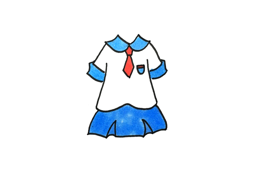漂亮的女生校服怎么画