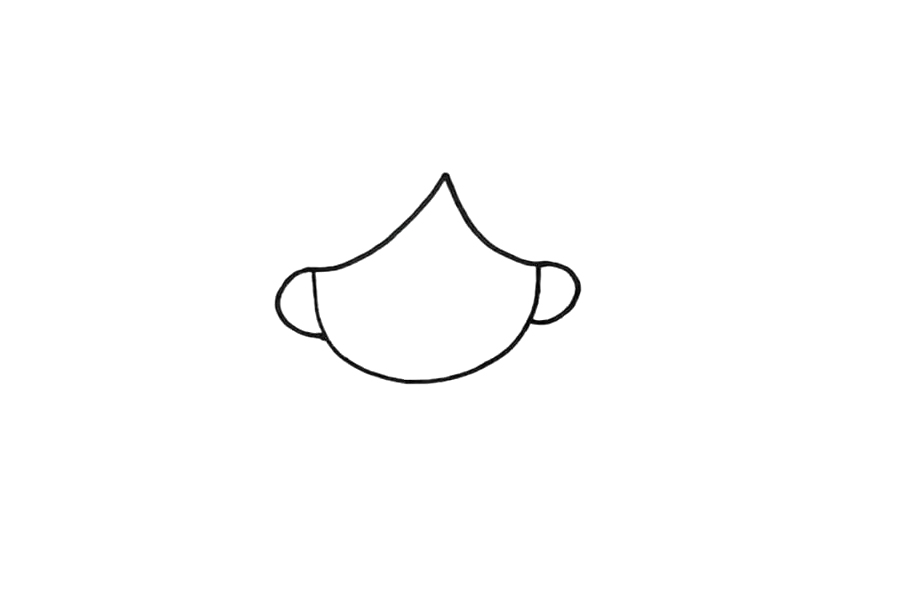 步骤1：我们先画出老师的脸型和刘海的轮廓