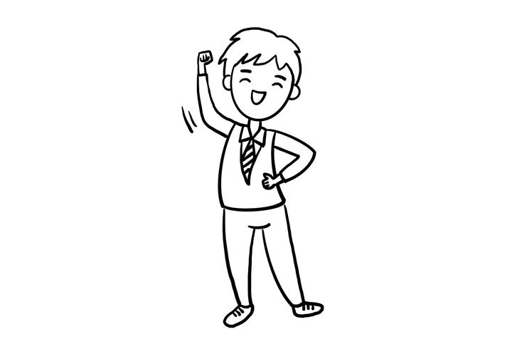 开心的小学生简笔画图片-图1