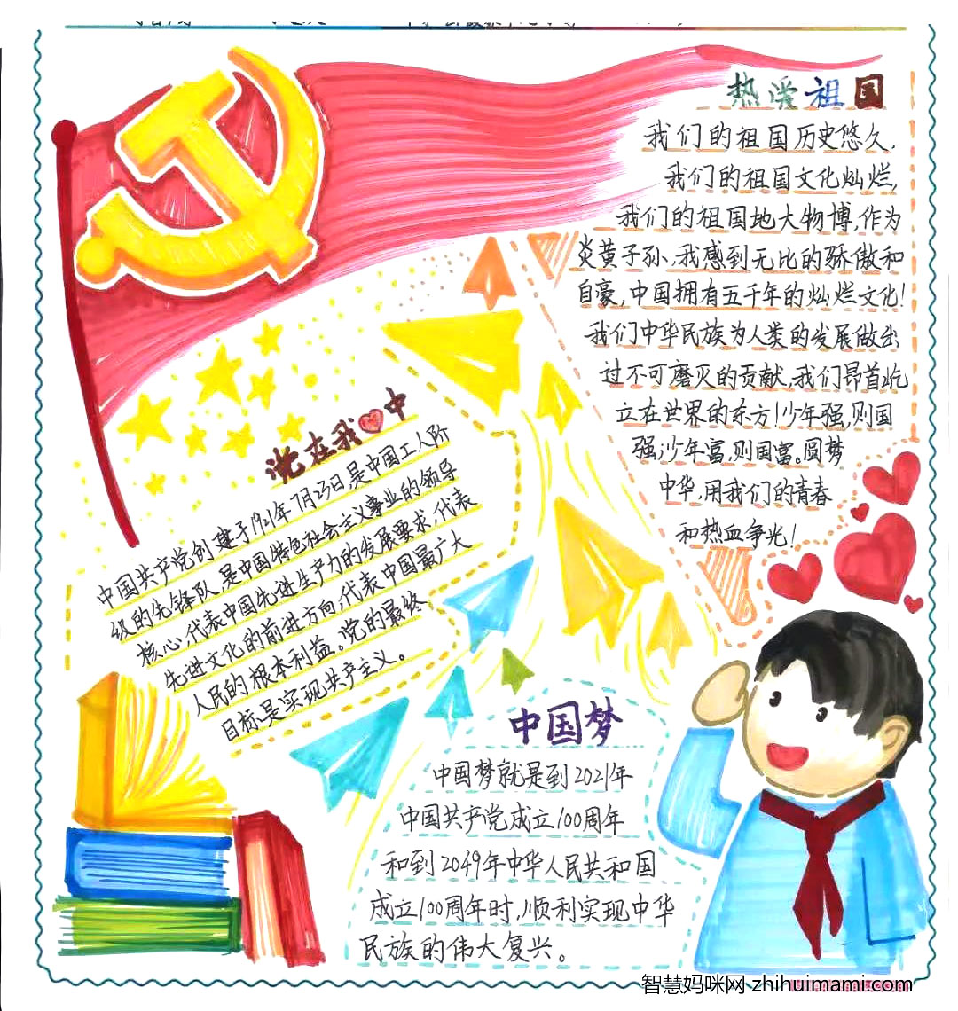 不忘初心跟党走手抄报绘画-图2