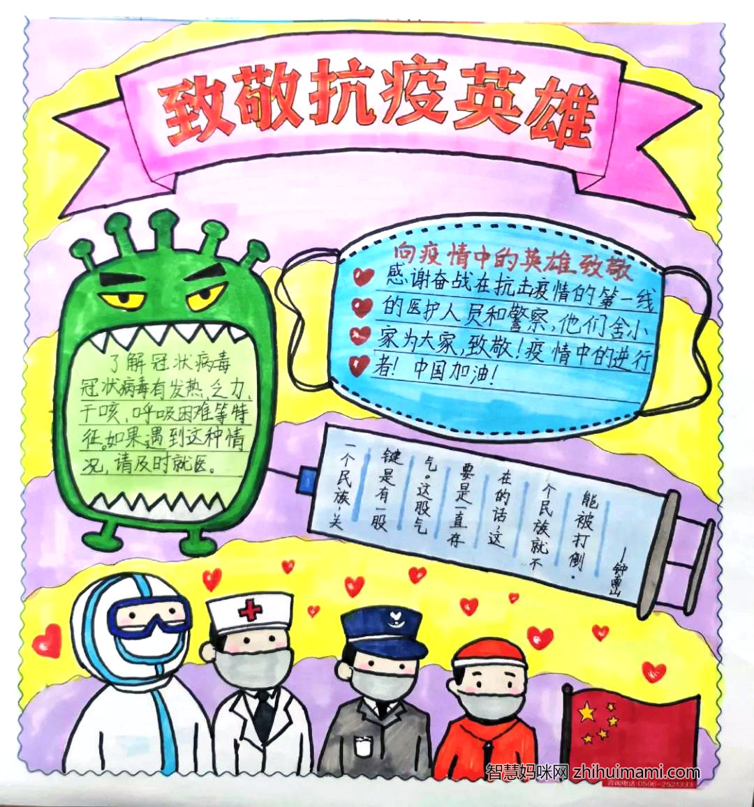 最美逆行者手抄报绘画一等奖-图2